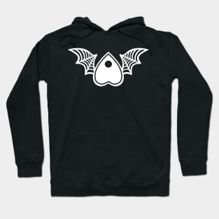 Planchette with Wings - White on Black Hoodie